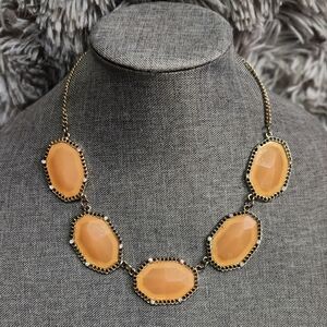 Elegant Statement Necklace with Amber Stones